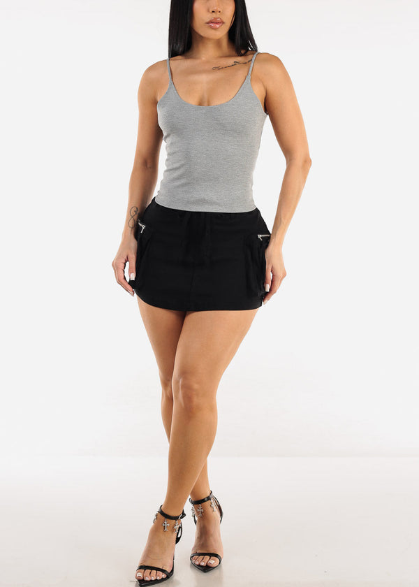 Sleeveless Scoop Neck Cami Top Grey