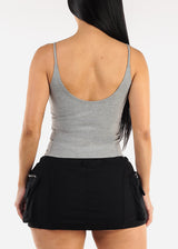 Sleeveless Scoop Neck Cami Top Grey