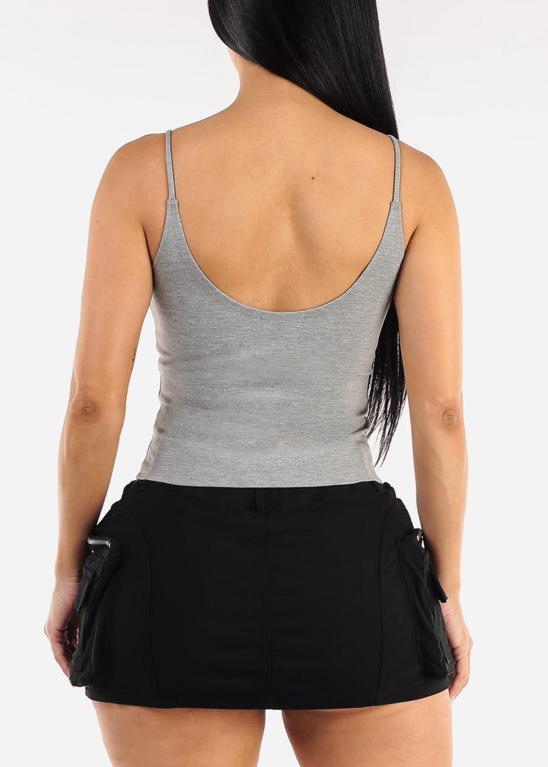 Sleeveless Scoop Neck Cami Top Grey