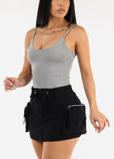 Sleeveless Scoop Neck Cami Top Grey