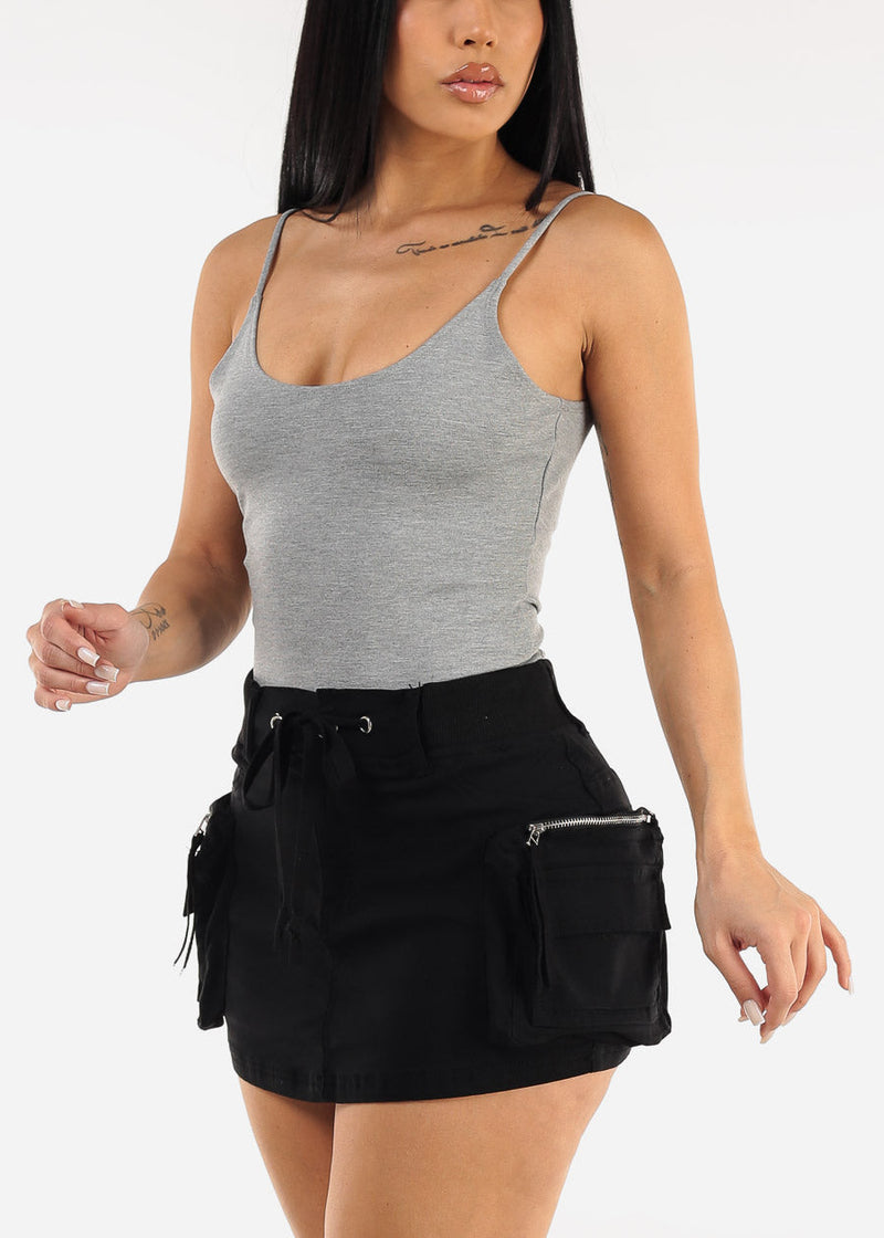 Sleeveless Scoop Neck Cami Top Grey