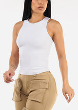 White Sleeveless Stretch Racerback Top