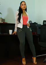 Long Sleeve Zip Up Lace Jacket White