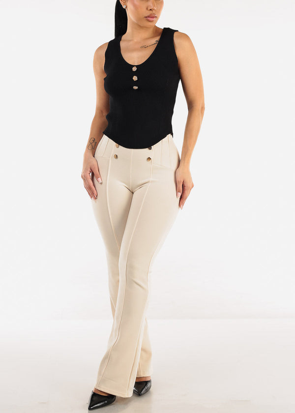 Sleeveless Scoop Neck Rib Knit Top Black