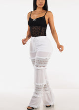 Sleeveless Floral Lace Thong Bodysuit Black