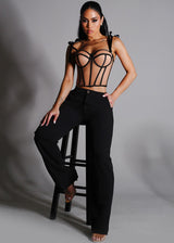 Sleeveless Tie Up Corset Bustier Cami Top Nude