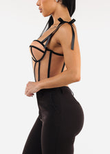 Sleeveless Tie Up Corset Bustier Cami Top Nude