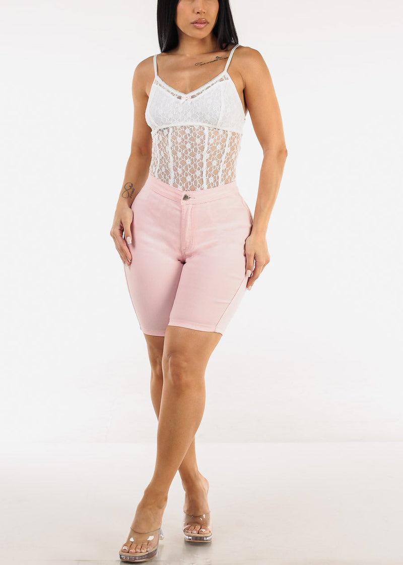Sleeveless Floral Lace White Thong Bodysuit