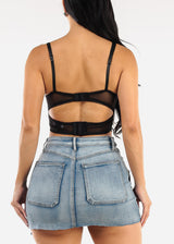 Sleeveless Sweetheart Neckline Lace Crop Top Black