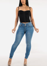 Sleeveless Lace Bustier Corset Top Black