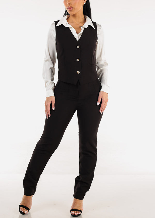 Long Sleeve Button Down Satin Blouse Ivory