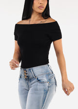 Off Shoulder Stretchy Top Black