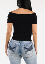 Off Shoulder Stretchy Top Black