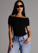 Off Shoulder Stretchy Top Black