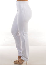White Super High Waist Straight Leg Dressy Pants