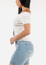 Off Shoulder Stretchy White Top