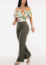 White Off Shoulder Floral Bodysuit