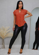 Classic 1 Button Vegan Leather Skinny Pants