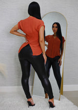 Classic 1 Button Vegan Leather Skinny Pants