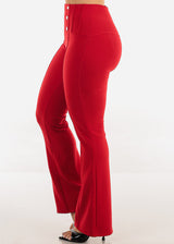 Butt Lift Stretchy Bootcut Dress Pants Red