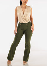 Butt Lift Stretchy Bootcut Dress Pants Olive