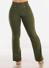 Butt Lift Stretchy Bootcut Dress Pants Olive