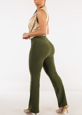 Butt Lift Stretchy Bootcut Dress Pants Olive