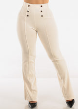 Butt Lift Stretchy Bootcut Dress Pants Ivory