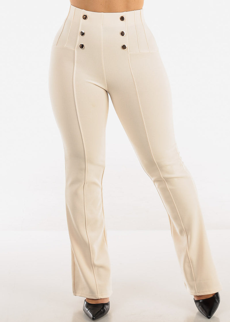 Butt Lift Stretchy Bootcut Dress Pants Ivory