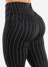 Butt Lift Stretchy High Waist Stripe Dressy Bootcut Pants Black