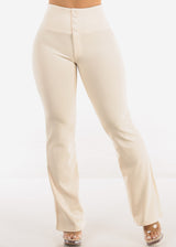 Butt Lift Stretchy High Waist Dressy Bootcut Pants Ivory
