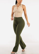 Butt Lift Stretchy High Waist Dressy Bootcut Pants Olive