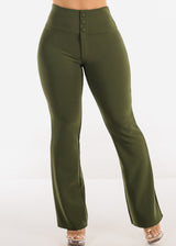 Butt Lift Stretchy High Waist Dressy Bootcut Pants Olive