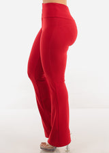 Butt Lift Stretchy High Waist Dressy Bootcut Pants Red
