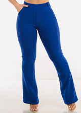 Butt Lift Stretchy High Waist Dressy Bootcut Pants Blue