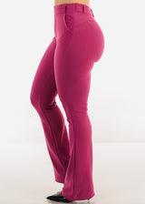 Butt Lift Stretchy High Waist Dressy Bootcut Pants Magenta