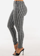 High Rise Black Plaid Skinny Pants