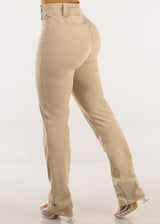 Super High Waist Dressy Bootcut Pants Beige