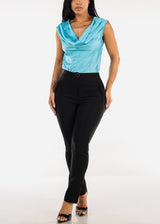 Super High Waist Stretch Dressy Skinny Pants Black