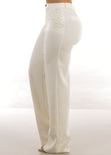 Butt Lift Formal Straight Dress Pants Ivory