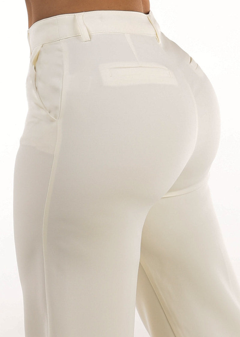 Butt Lift Formal Straight Dress Pants Ivory