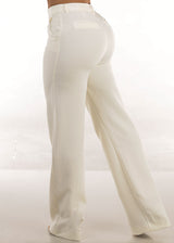 Butt Lift Formal Straight Dress Pants Ivory