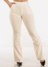 Butt Lift Stretchy High Waist Dressy Bootcut Pants Ivory