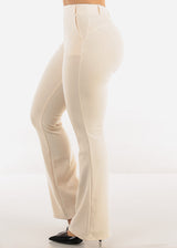 Butt Lift Stretchy High Waist Dressy Bootcut Pants Ivory
