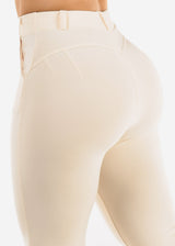 Butt Lift Stretchy High Waist Dressy Bootcut Pants Ivory