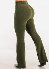 Butt Lift Stretchy High Waist Dressy Bootcut Pants Olive