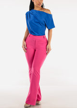 Butt Lift Stretchy High Waist Dressy Bootcut Pants Pink
