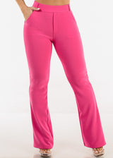 Butt Lift Stretchy High Waist Dressy Bootcut Pants Pink