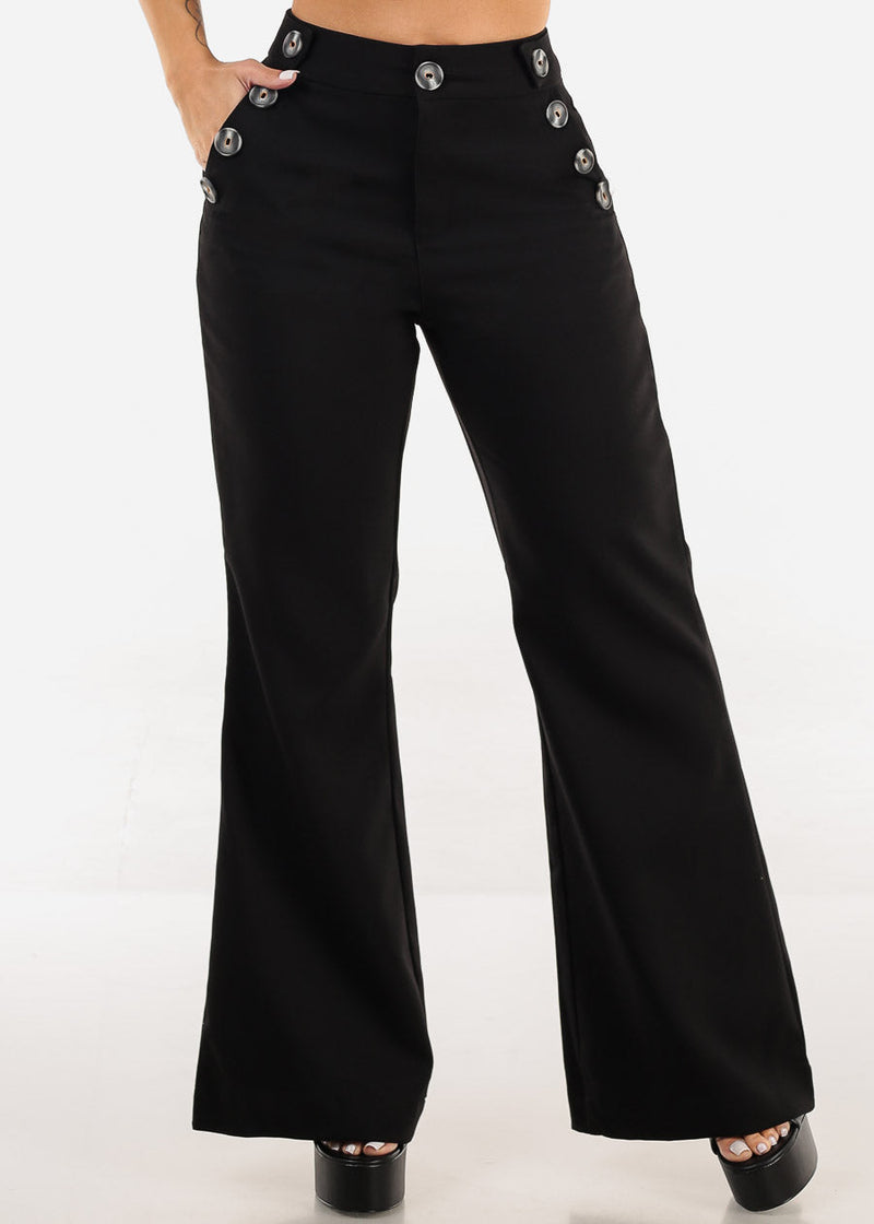 Butt Lift Super High Waist Black Wide Leg Dress Pants