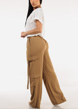 Super High Waist Wide Leg Cargo Pants Dark Khaki